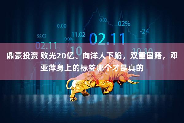 鼎豪投资 败光20亿、向洋人下跪，双重国籍，邓亚萍身上的标签哪个才是真的